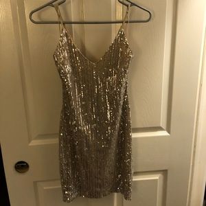 Sequinned Champagne Mini Dress
